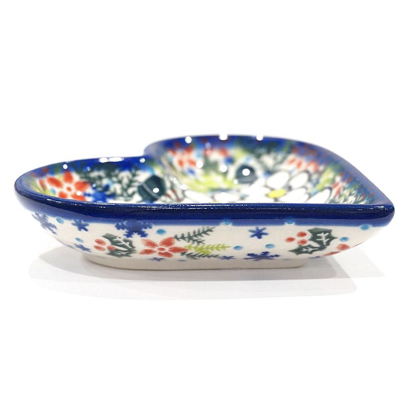 ポーランド陶器　ポーリッシュポタリー 「VENA」 ハートプレート　V392-U613　白い花 |  | 02