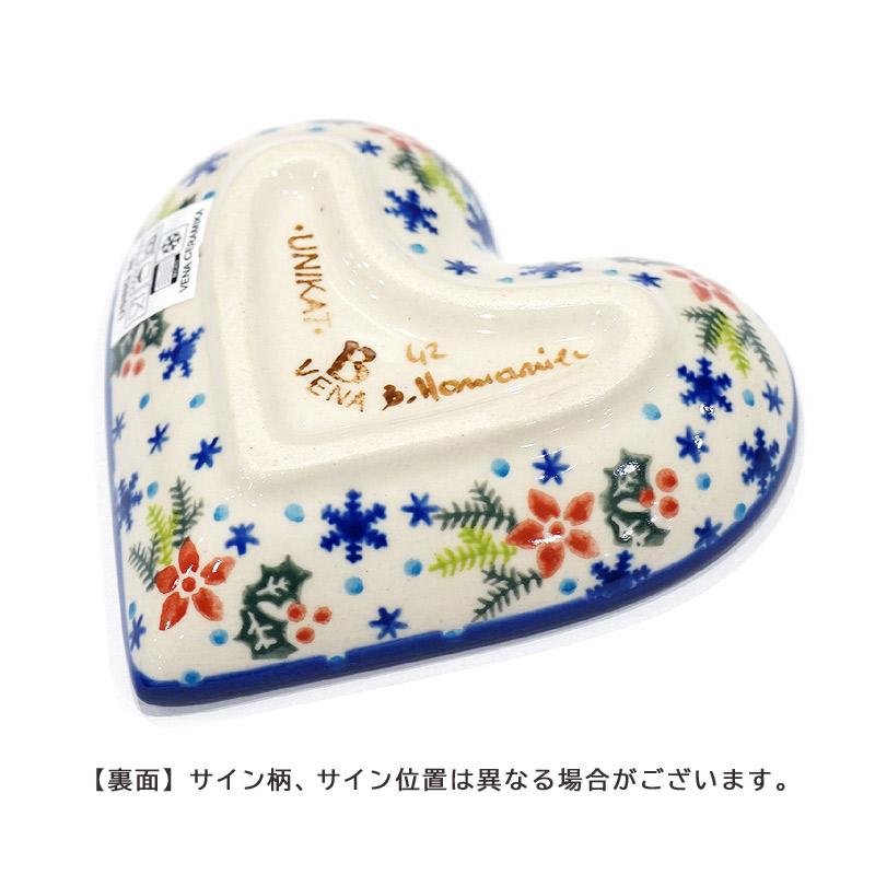 ポーランド陶器　ポーリッシュポタリー 「VENA」 ハートプレート　V392-U613　白い花 |  | 03