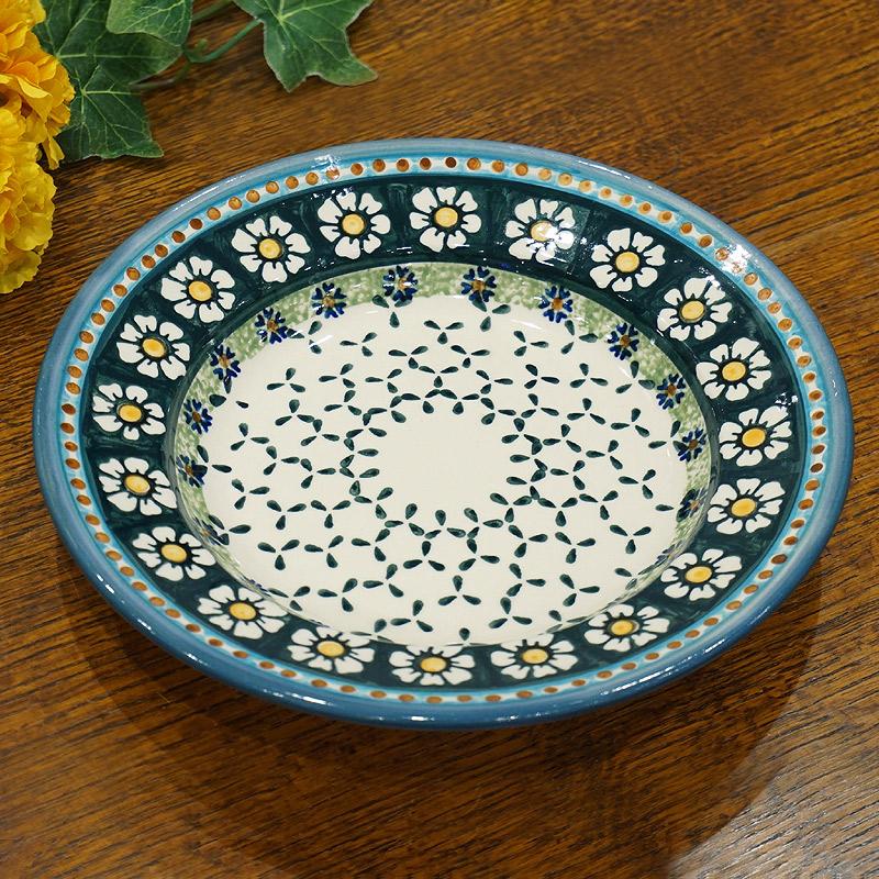 ポーランド陶器　ポーリッシュポタリー 「WIZA」 パスタ/スープ皿　W204-25A　カモミール柄 | 