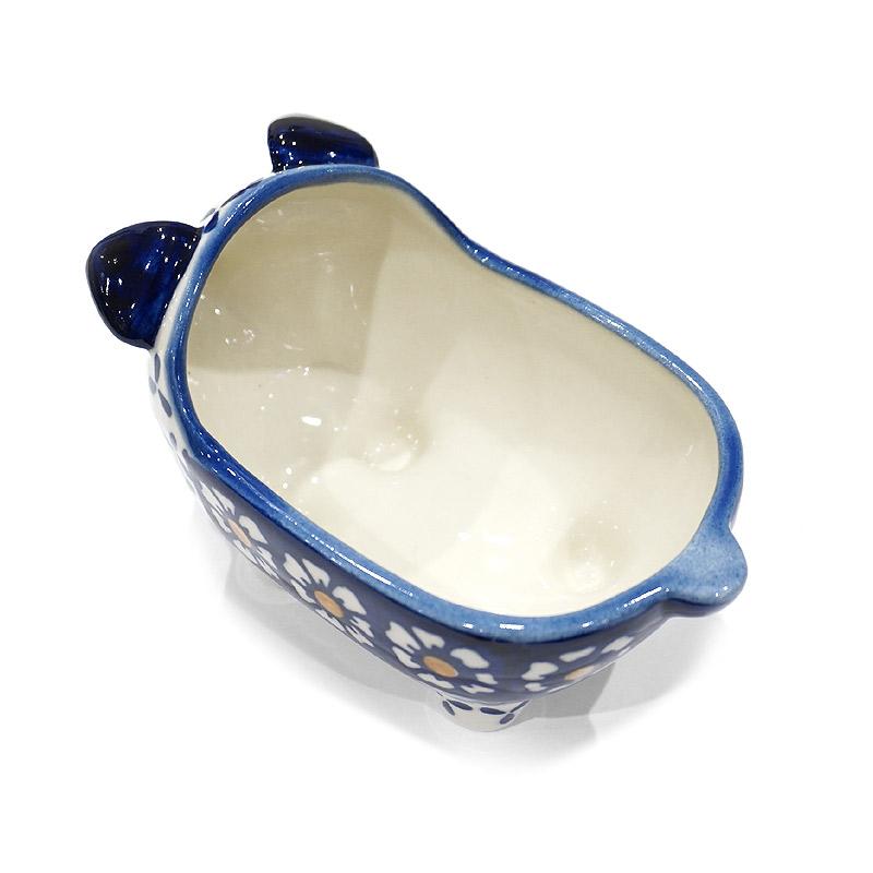 ポーランド陶器 ポーリッシュポタリー 「WIZA」 こぶたのボウル ピギー W965-25D カモミール柄 |  | 02