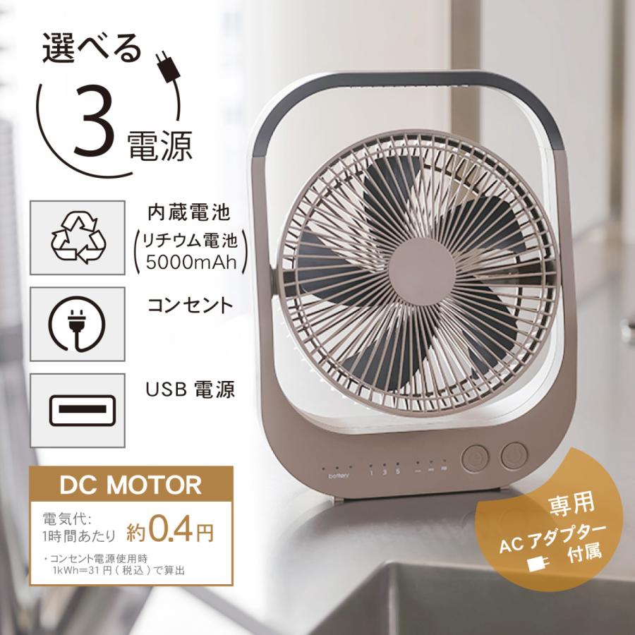 TOPLAND（トップランド） 扇風機 卓上扇風機 コードレス 静音 充電式