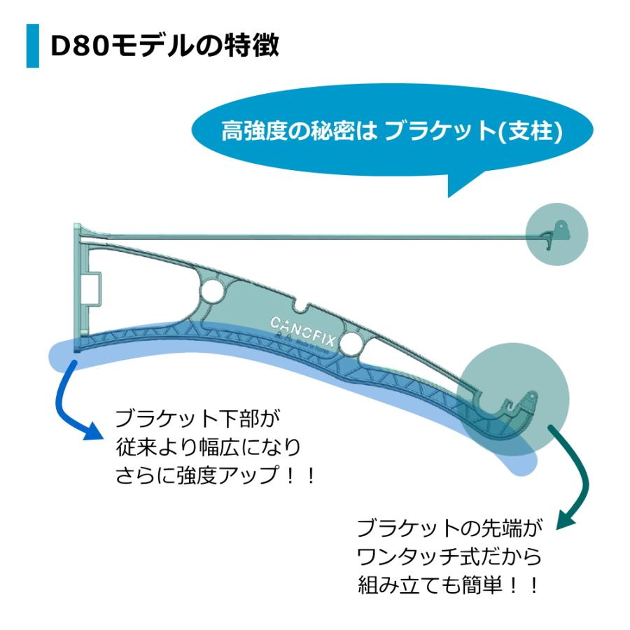 ベランダ 屋根 後付け 庇 2階 ひさし ケノフィックス 奥行80cm ベランダ 屋根 後付け 庇 2階 ひさし ケノフィックス 奥行80cm