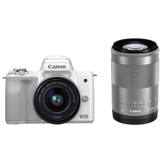 Canon キヤノン ミラーレス一眼カメラ EOS Kiss M(ホワイト)・ダブルズームキット EOSKISSMWH-WZK-A EOS Kiss キヤノン Canon M ダブルズームキット ホワイト EOSKISSMWH