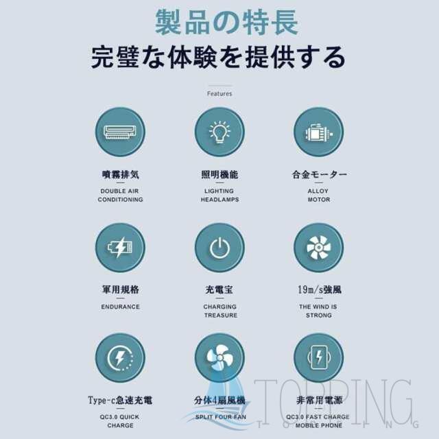 新型 腰掛け扇風機 強力 ワークマン 扇風機 小型 dcモーター 冷風機 アウトドア 二重風腰掛けファン ベルトファン LEDライトつき 強力風量 噴霧 usb充電 耐衝撃
