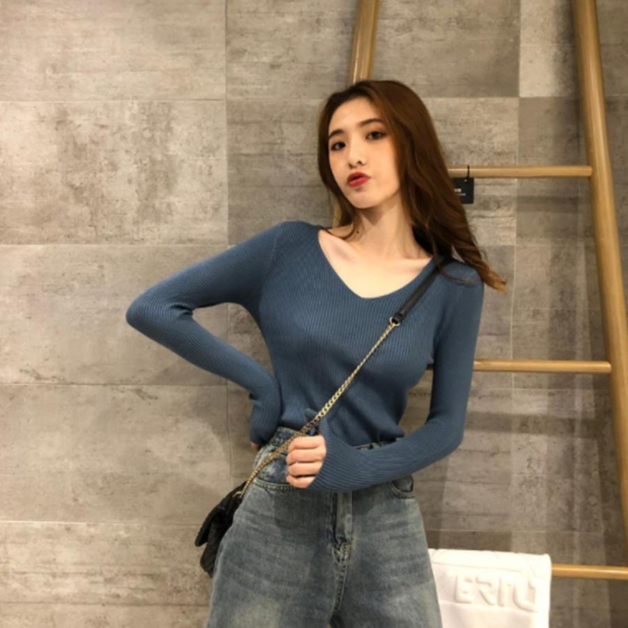 即納 ニットセーター 薄手 インナー Vネック レディース 長袖 リブニット トップス 春秋冬 着痩せ 柔らかい オシャレ ニット長袖 フリーサイズ おしゃれ Jbyh Tops 101 Topping 通販 Yahoo ショッピング