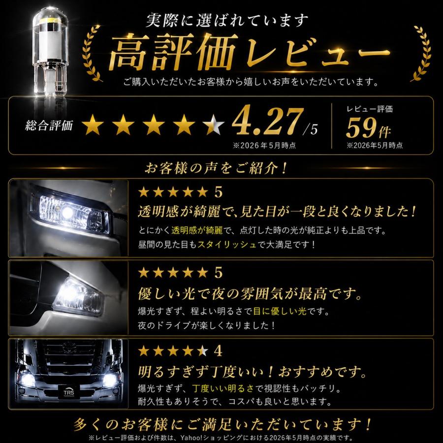 TRS TRS LEDバルブ T10 24V 360°発光 透明感クリアボディ 2個セット 全