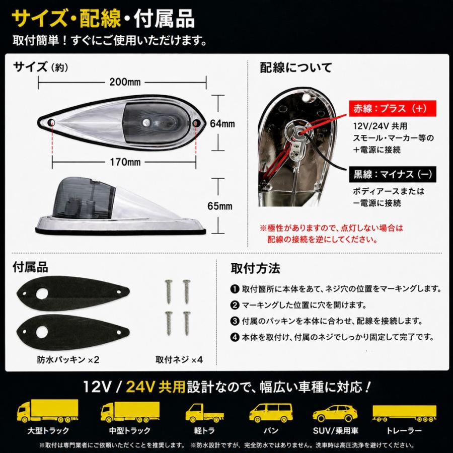 TRS TRS LEDジェットマーカー 2個セット 12V 24V アンバー/クリア