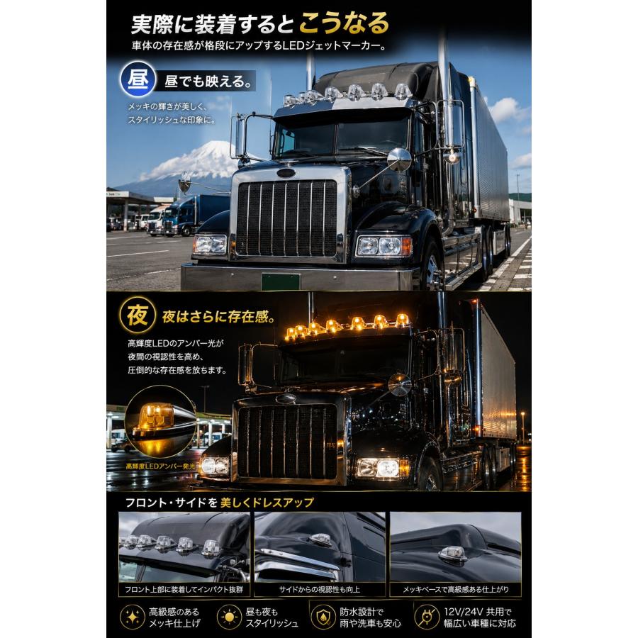 TRS TRS LEDジェットマーカー 2個セット 12V 24V アンバー/クリア