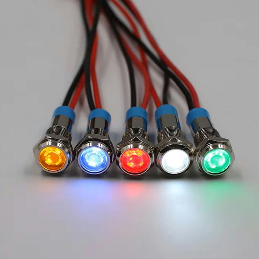 TRS LED 防水インジケーターライト 6mm 12/24V共用 2個セット ホワイト