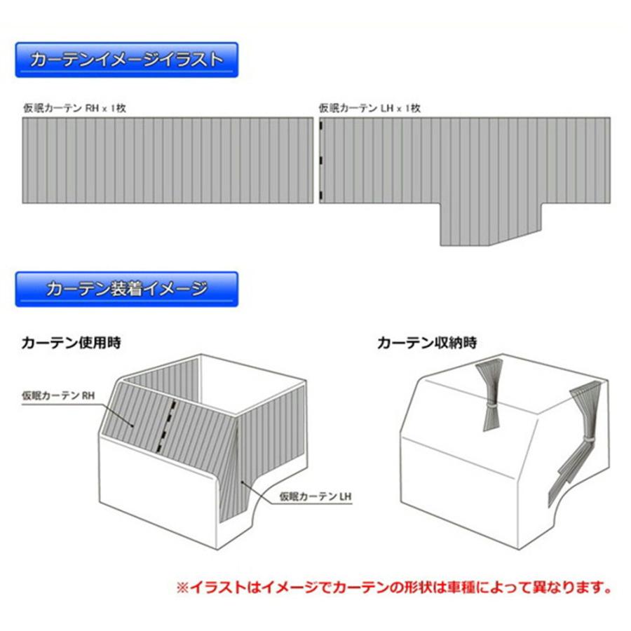 雅 車種専用 仮眠カーテン ブラック 1級遮光 難燃 車検対応 2400×タテ850mm 2枚入 17/NEWスーパーグレート ベストワンファイター｜toproad｜07