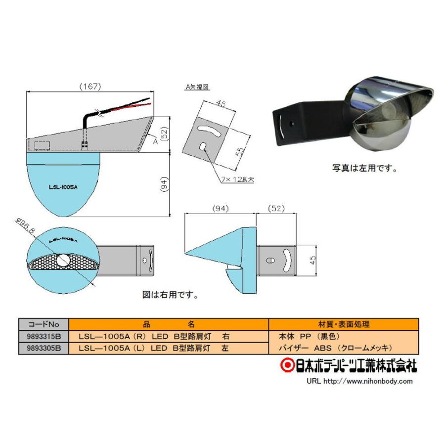 日本ボデーパーツ工業 JB LSL-1005A (R) LED B型路肩灯 右 12/24V共用