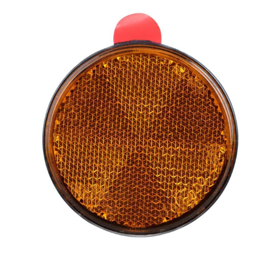 Jet リフレクター 丸型 送料込 60f アンバー 反射板 黒ベース Eマーク付 両面テープ固定タイプ