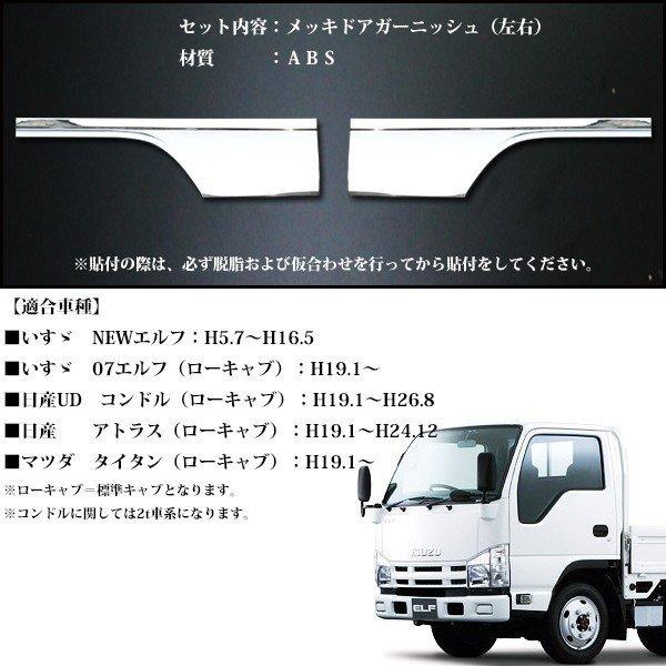 送料無料】 いすゞ 07エルフ ローキャブ用 メッキ ドアガーニッシュ アンダーカバーセット 被せタイプ H19.1〜ON いすゞ 07エルフ ハイキャブ ワイドキャブ メッキ ドアプロテクター 2Pセット H19.1〜