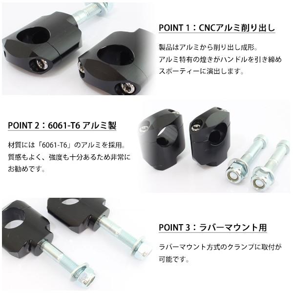 テーパーハンドル用 ハンドルクランプ 22.2mm - 28.6mm ラバーマウント 
