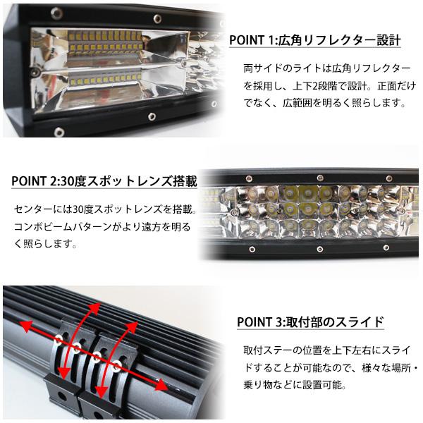 LED ライトバー 38cm 216W ワークライト 26000lm 12V 24V 作業灯
