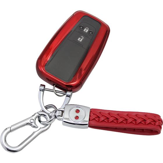 トヨタ スマートキーケース キー カバー レッド キーホルダー