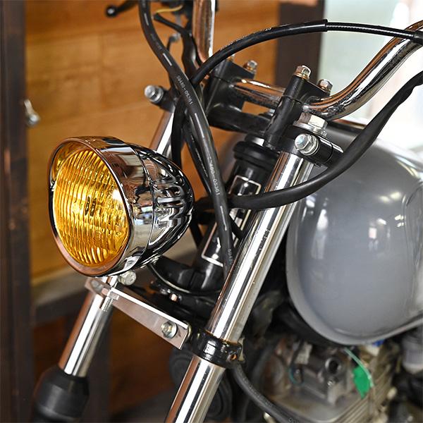 4.5インチ ベーツライト H4 バイザー付き メッキ イエローレンズ