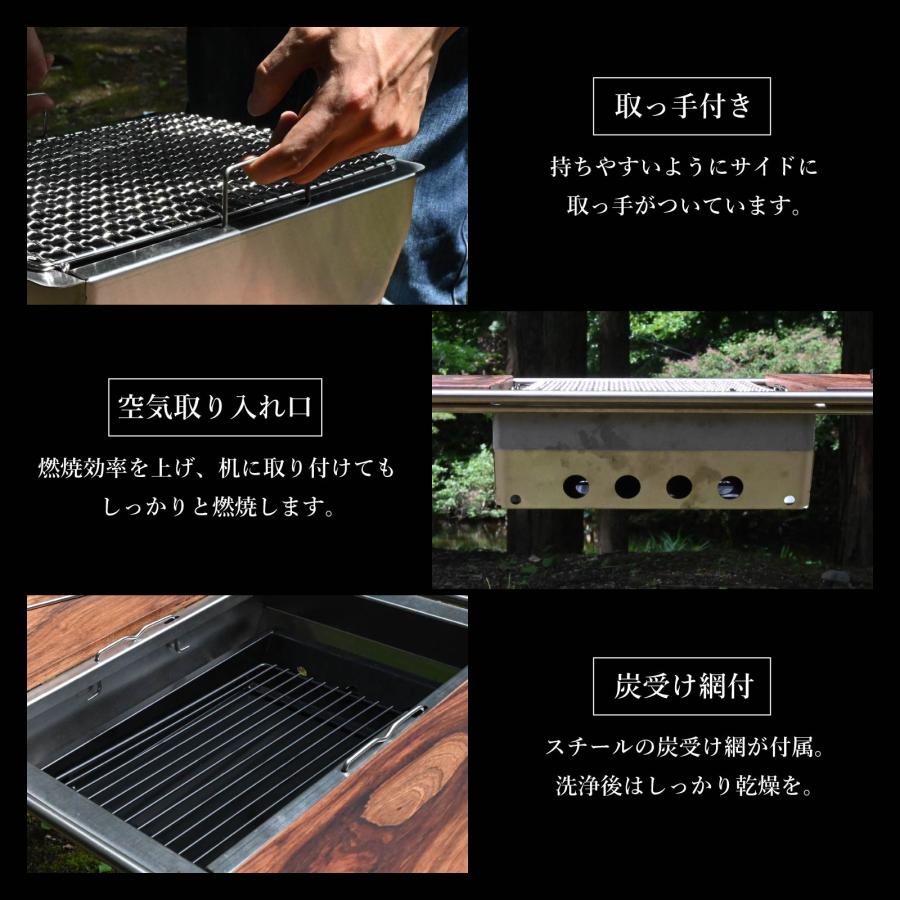 waku fimac テーブル用 ステンレス チャコールBOX アウトドア キャンプ