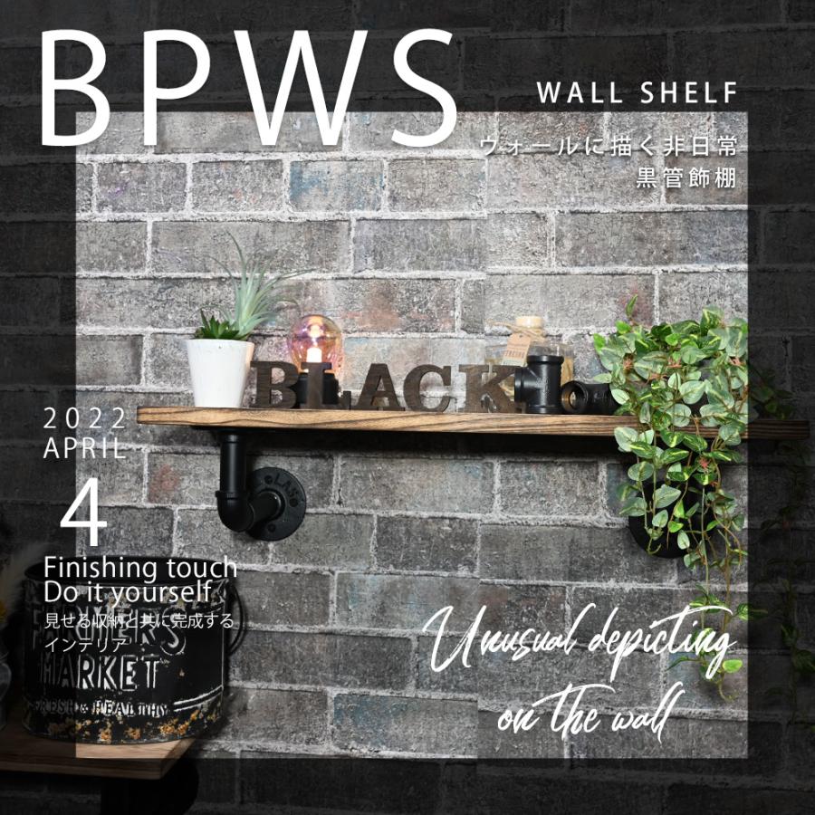 ブラックパイプウォールシェルフ 幅600mm ラスティック棚板付き
