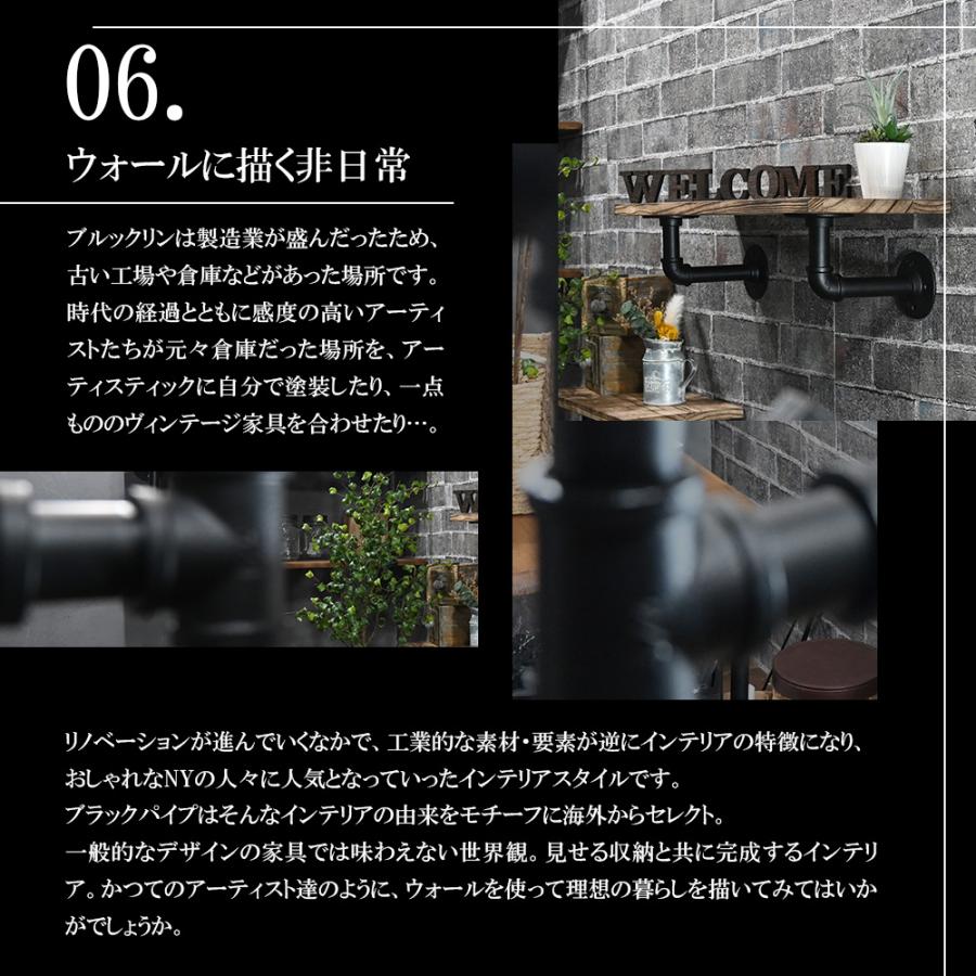 ブラックパイプウォールシェルフ 幅600mm ラスティック棚板付き