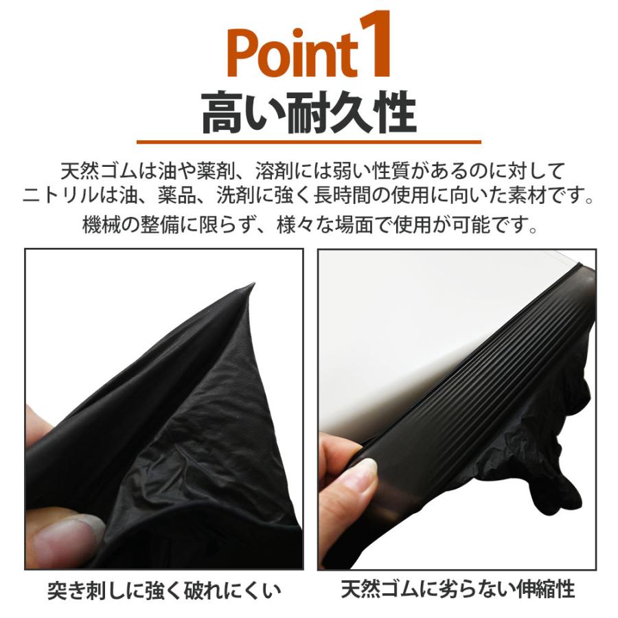 メカニックグローブ 使い捨て ニトリル手袋 M L XL サイズ 作業用 黒
