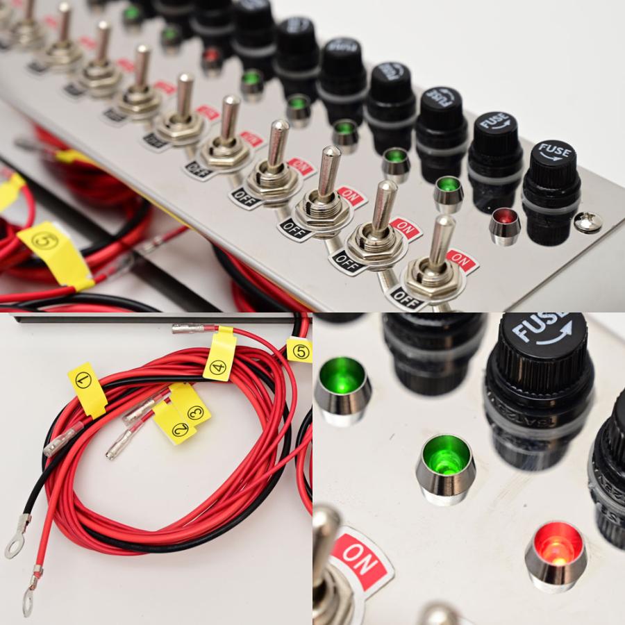 汎用 12V 24V トラック 12連 スイッチ ボックス ステンレス メッキ