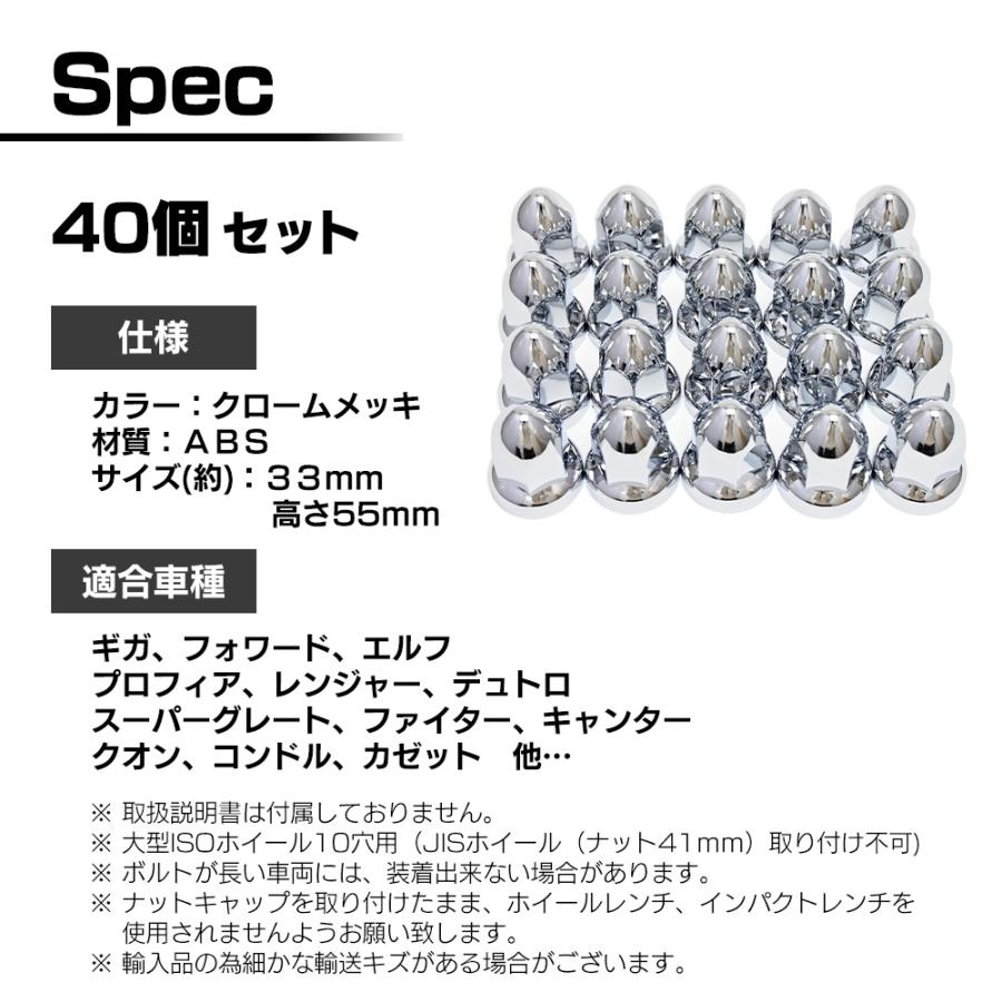 トンガリナットキャップ 33mm H60 40個 ISO アメリカン ユーロ