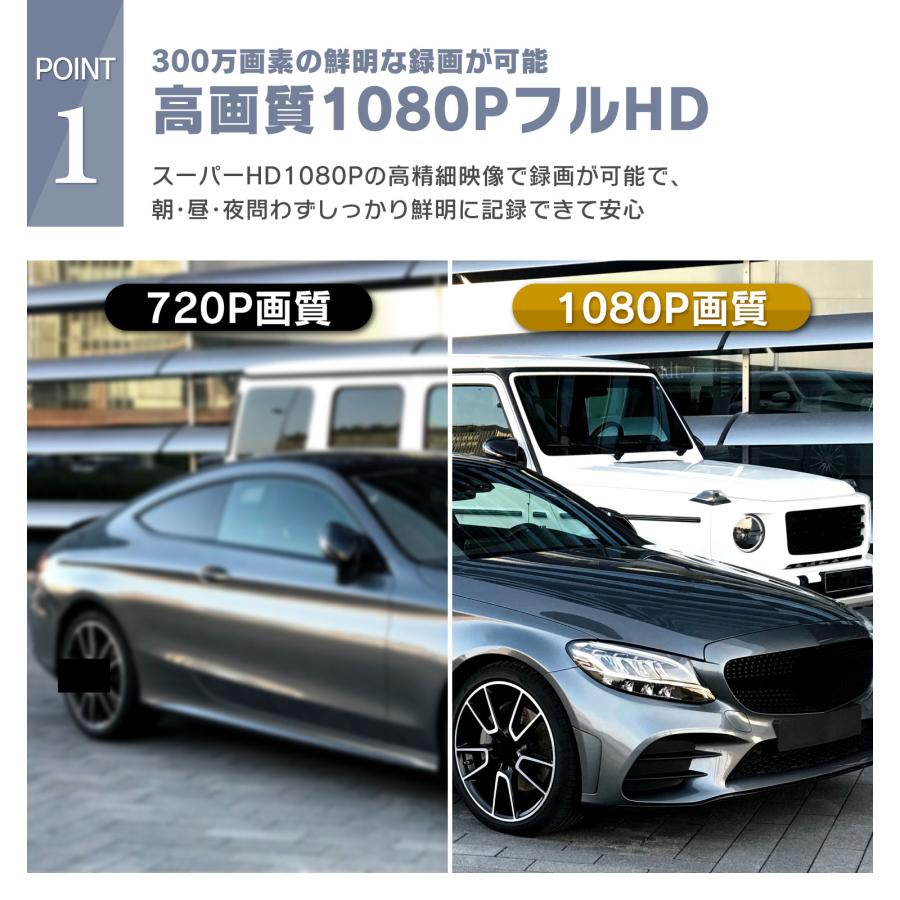ドライブレコーダー 前後カメラ 1080PフルHD高画質 MOSセンサー搭載