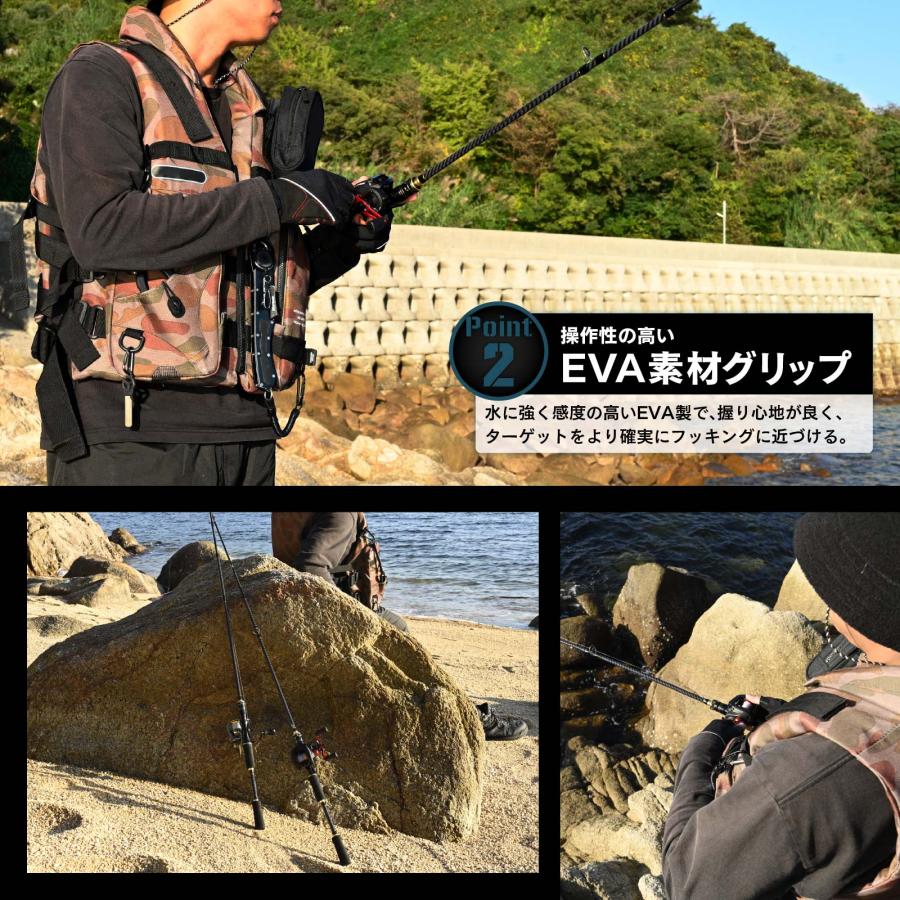 waku fimac バスロッド ベイトロッド カーボン製 2.1M 6.9ft 5-25g