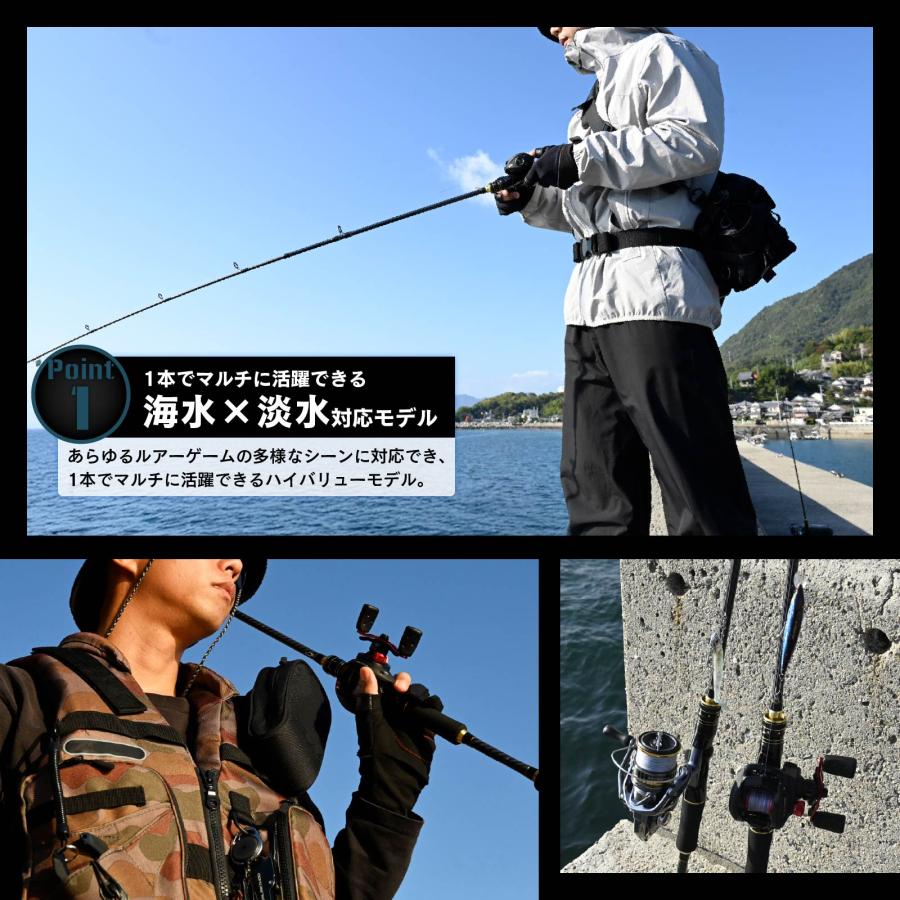 waku fimac バスロッド ベイトロッド カーボン製 2.4M 7.9ft 5-25g