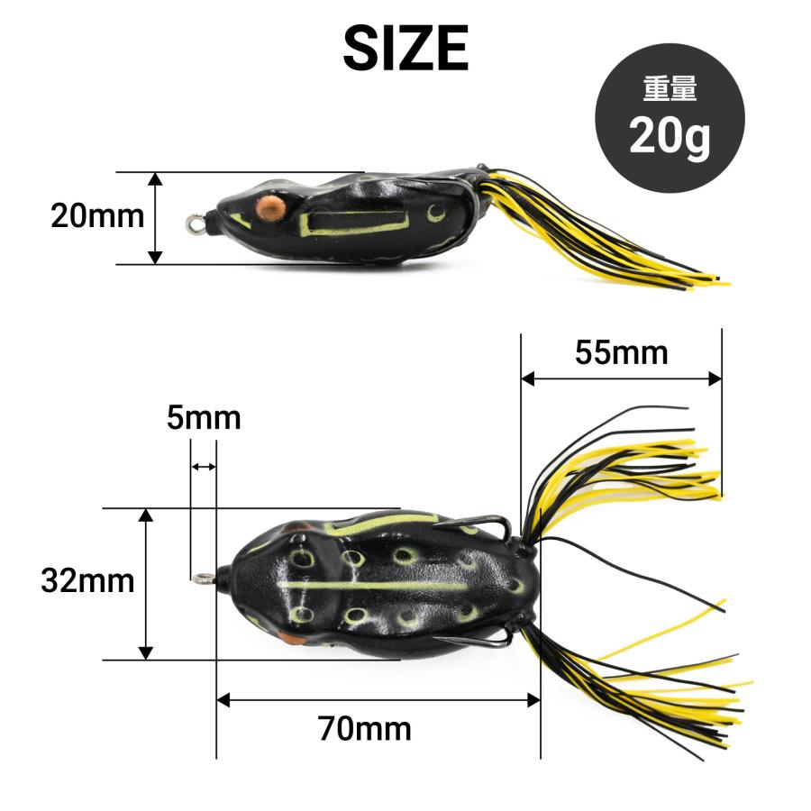 WAKU FIMAC メール便 フロッグ ルアー セット トップウォーター カエル