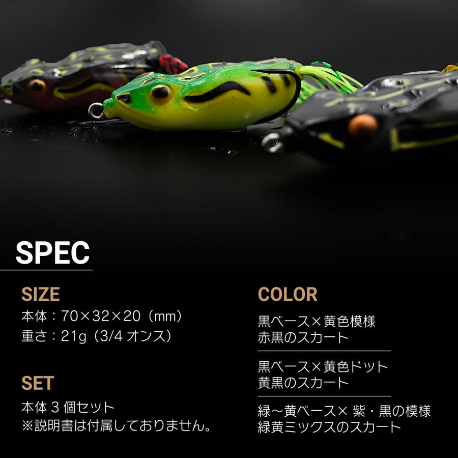WAKU FIMAC メール便 フロッグ ルアー セット トップウォーター カエル