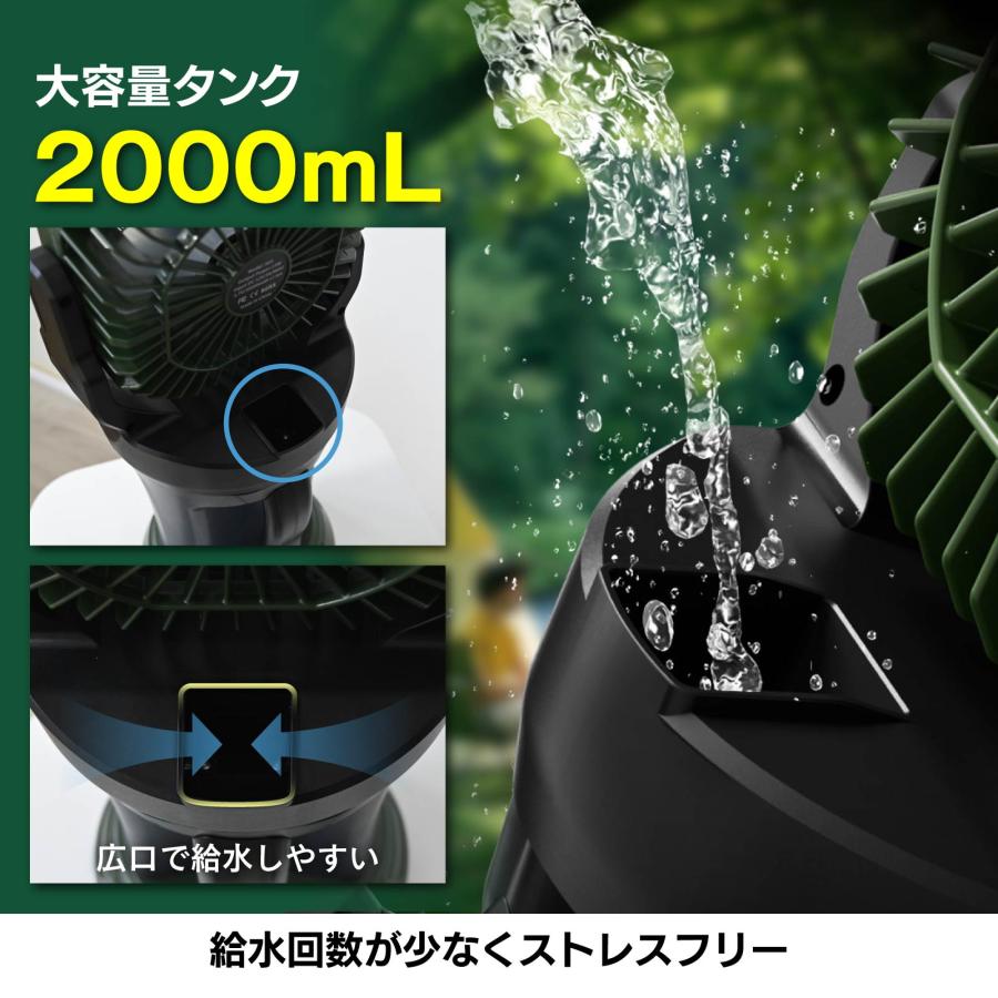 扇風機 ミストファン 自動首振り 角度調節 充電式 USB 15000mAh 大容量