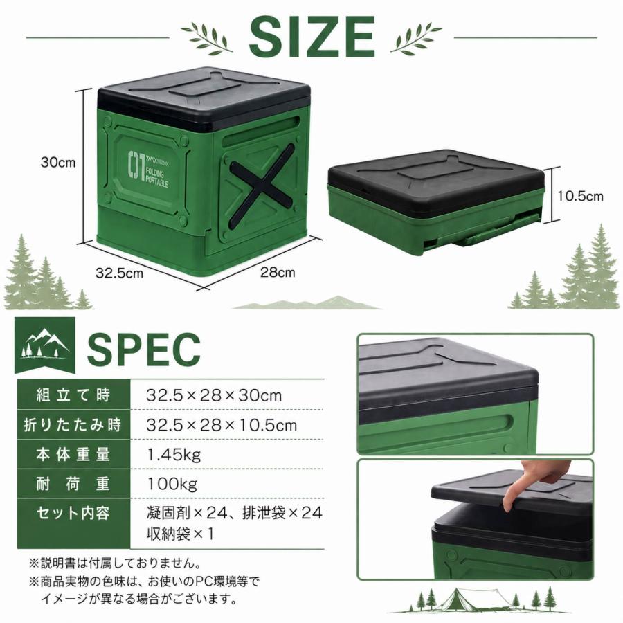 WAKU FIMAC 折りたたみ 簡易トイレセット 携帯トイレ ポータブルトイレ