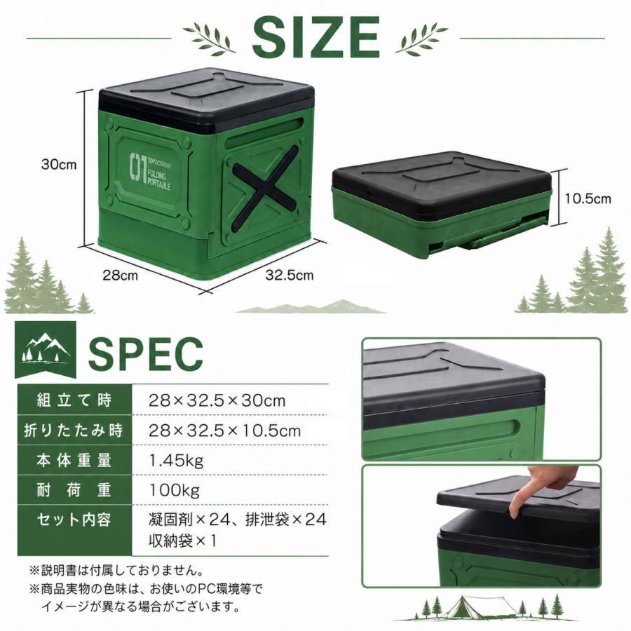 WAKU FIMAC 折りたたみ 簡易トイレセット 携帯トイレ ポータブルトイレ