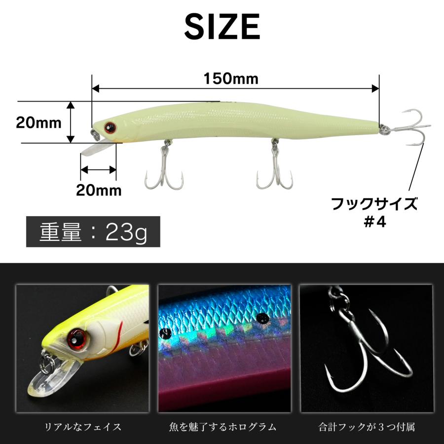 メール便 waku fimac フローティング ミノー 150F ルアー シーバス