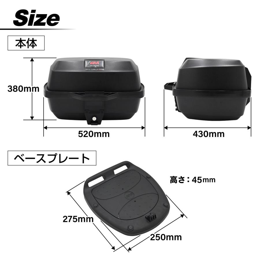並行輸入品 GIVI ジビ バイク用 リアボックス モノロック 39L E20NW
