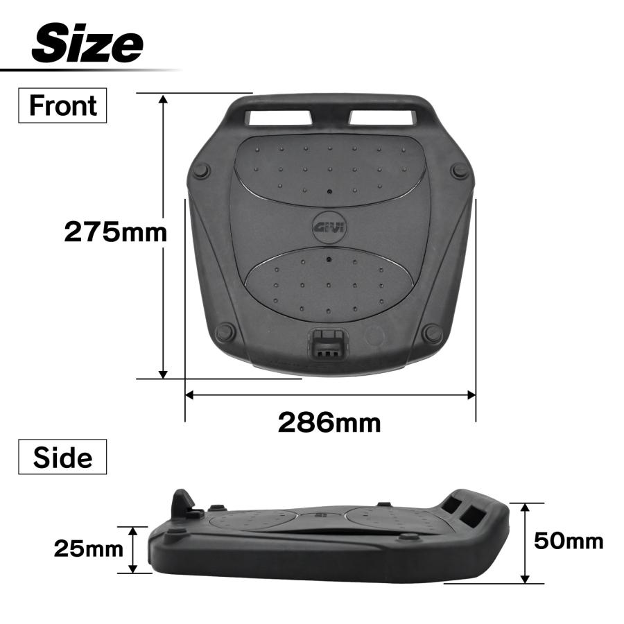 並行輸入 GIVI MP70N モノロックケース用汎用ベース WIDEタイプ トップ