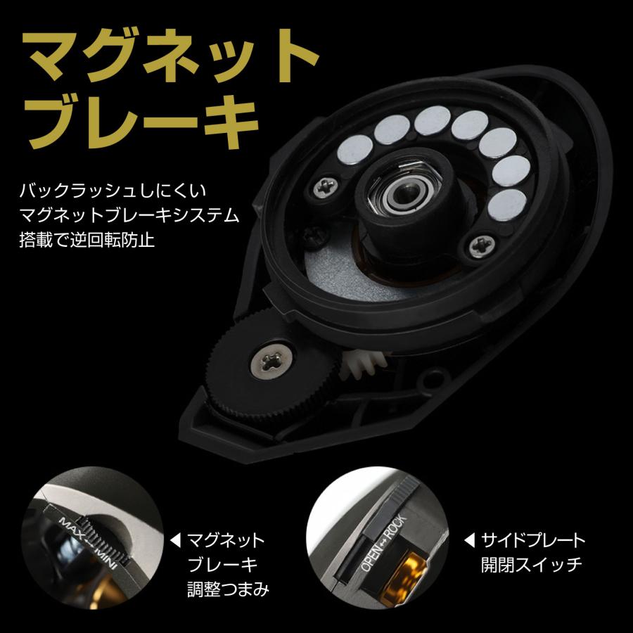 WAKU FIMAC ベイトリール 右 左ハンドル リール ブラックxゴールド