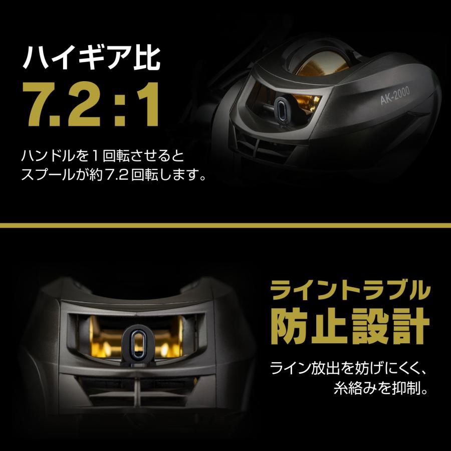 WAKU FIMAC ベイトリール 右 左ハンドル リール ブラックxゴールド