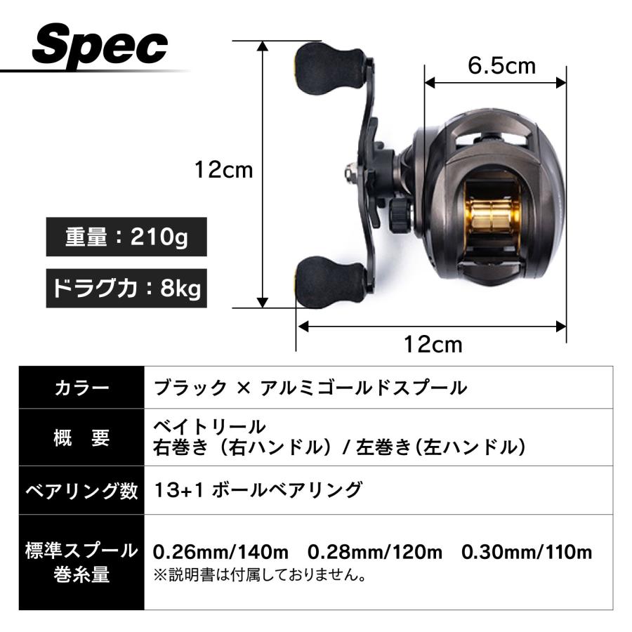WAKU FIMAC ベイトリール 右 左ハンドル リール ブラックxゴールド
