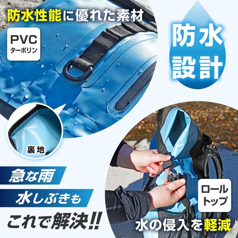 WAKU FIMAC ドライバッグ 防水バックパック ロールトップ構造 カラバリ