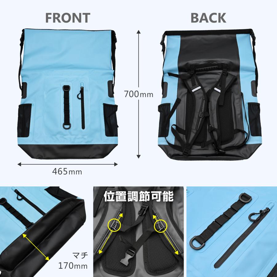 WAKU FIMAC ドライバッグ 防水バックパック ロールトップ構造 カラバリ