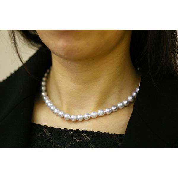 真珠 パールネックレス ナチュラルグレー ＆イヤリング セット 8mmタイプ |  | 04