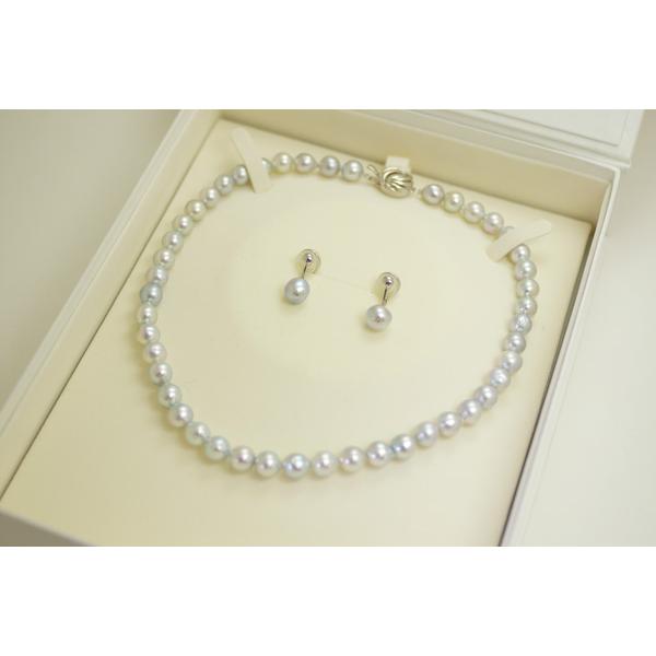 真珠 パールネックレス ナチュラルグレー ＆イヤリング セット 8mmタイプ |  | 05