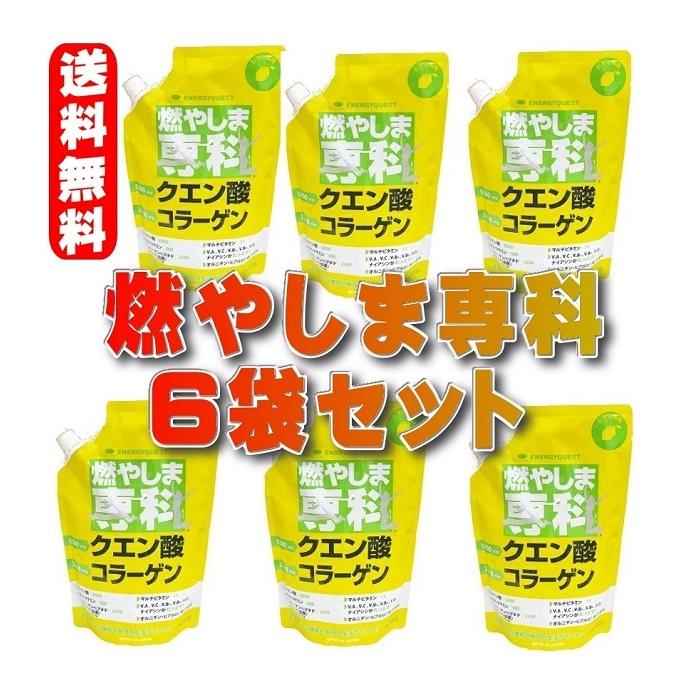 燃やしま専科 レモン風味500gX6袋 クエン酸 コラーゲン サプリ