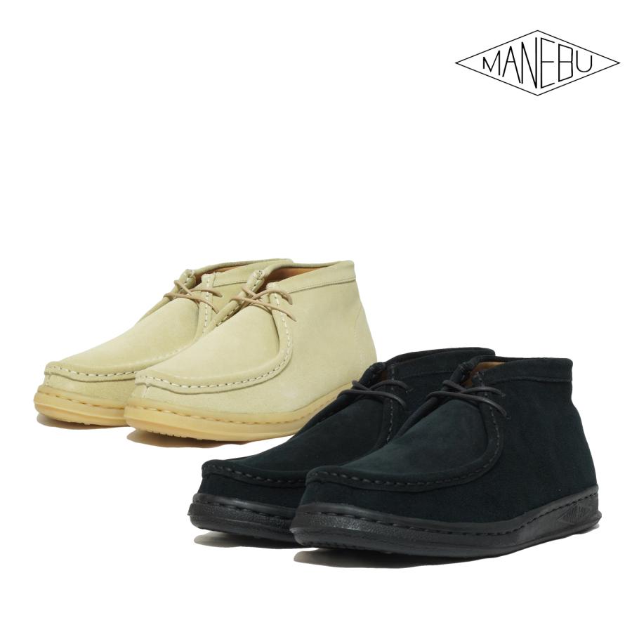 MANEBU マネブ ブーツ BOO MID SUEDE SAND BEIGE BLACK ベージュ