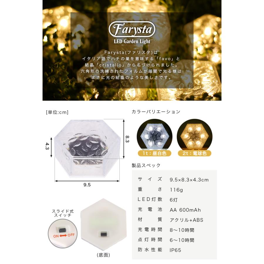 ガーデンライト ソーラーライト 六角形 屋外 置き型 ソーラー 充電式 エコ  明るい おしゃれ 防滴 太陽光 LED 自動点灯 電球色 照明 ブロック 「takumu」 | remecle | 16