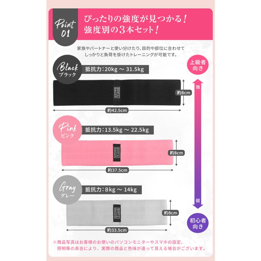 BODY RAISER エクササイズバンド ゴムバンド 強度別3本セット BODY RAISER エクササイズバンド ゴムバンド 強度別3本セット