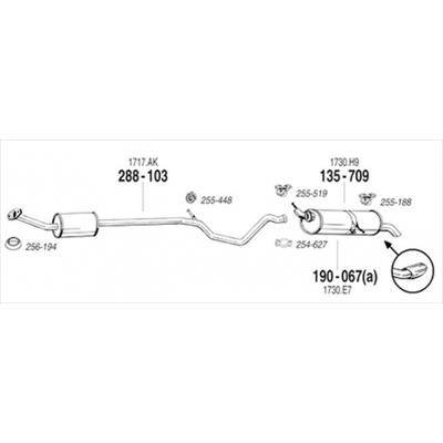 PEUGEOT 307 1.6 Hatchback 05/05-06/02 純正タイプ補修用マフラー 